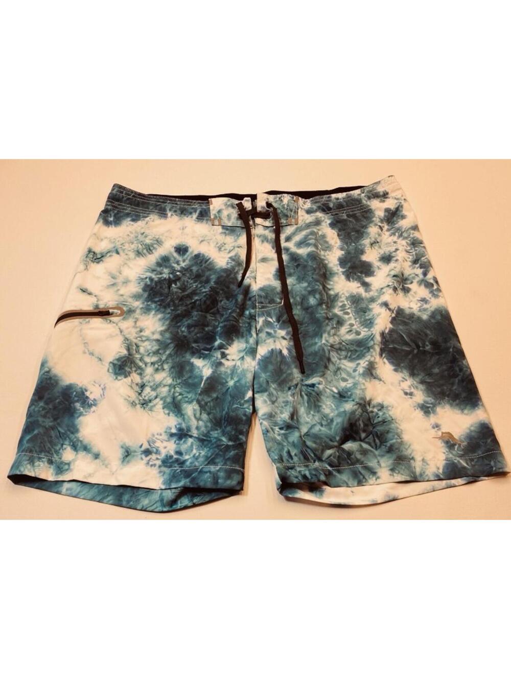 Tommy Bahama Board Shorts Swim Trunks Size 38x9 Blue White Tie-Dye 9998